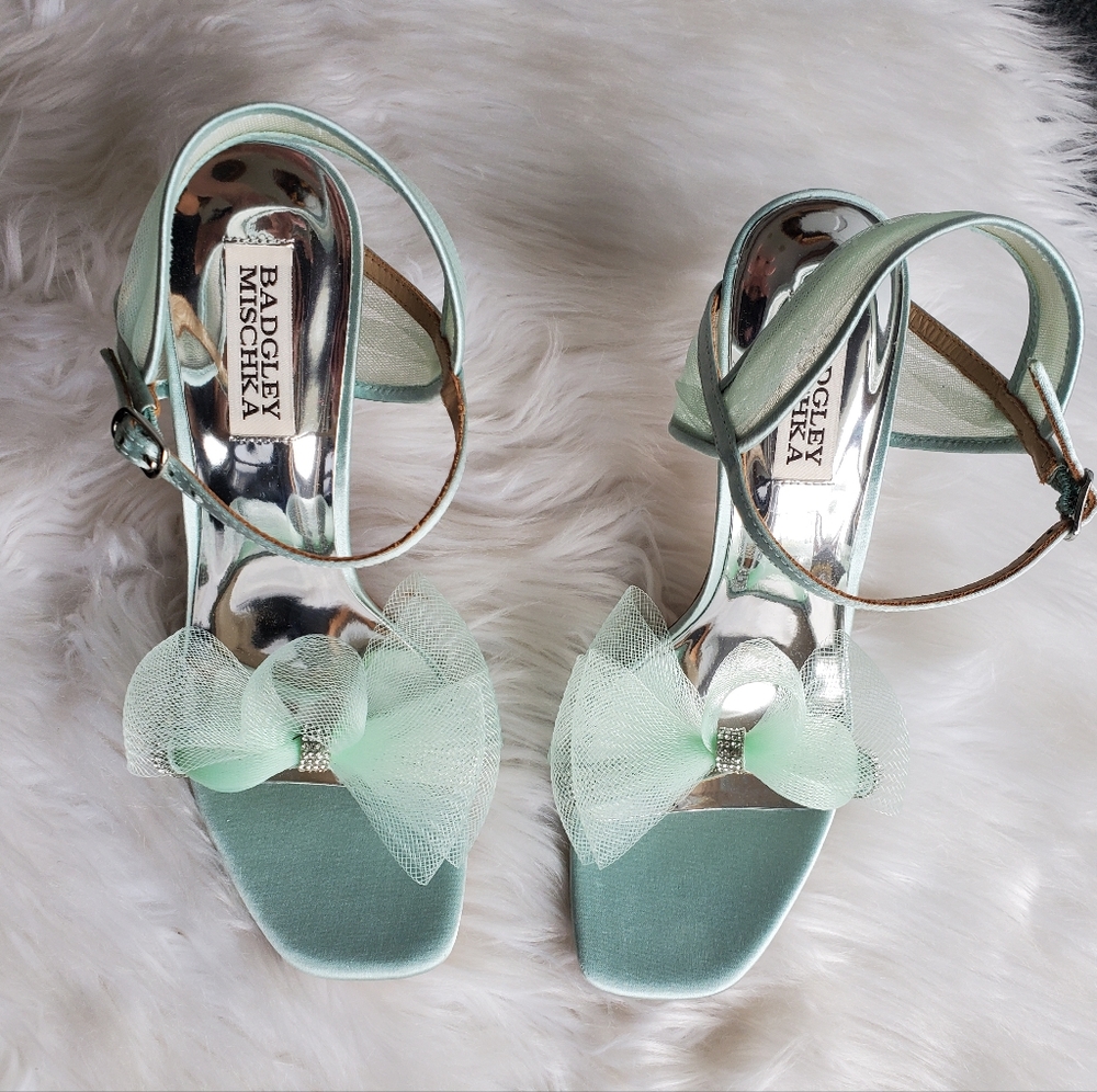 *RARE* NWOT Badgley Mischka 'Jessica' Tulle/ Bow Heeled Sandal Size 7.5 - Picture 7 of 12